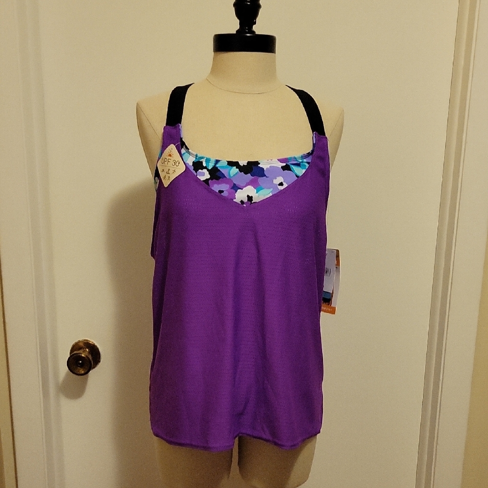 NWT: ZeroXposur Women's UPF 30+ 2-in-1 Tankini Top